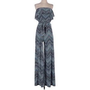 White House Black Market Blue Chevron Jumpsuit Size S